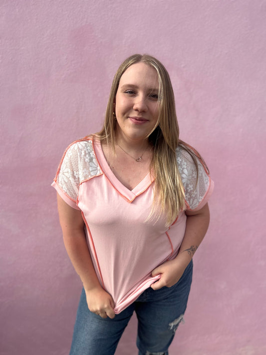 Peach Blossom Lace Top