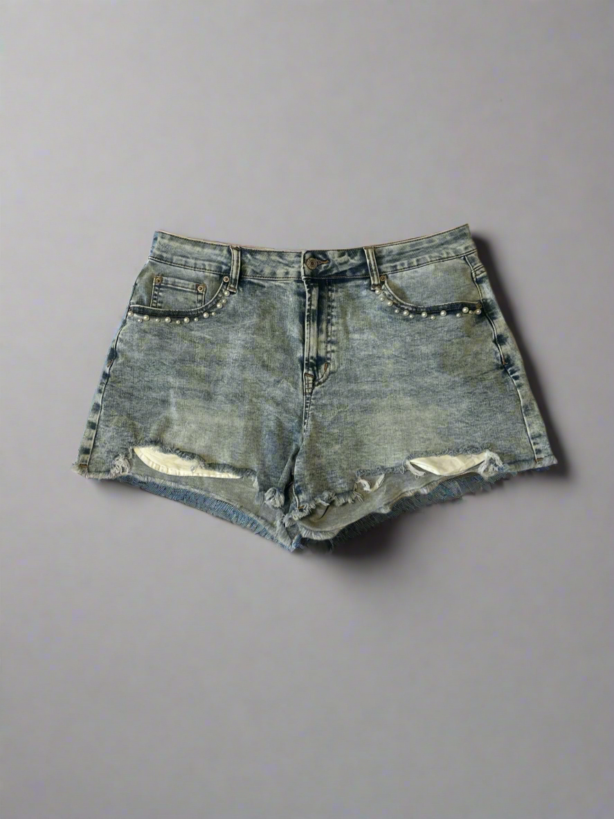 Pearl Kissed Denim Shorts
